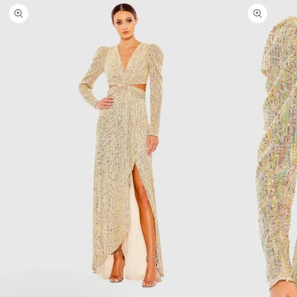 Mac Duggal | Dresses | Mac Duggal Gold Sequin Maxi Dress | Poshmark